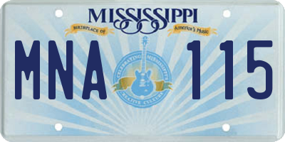 MS license plate MNA115