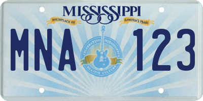 MS license plate MNA123