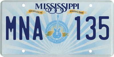 MS license plate MNA135