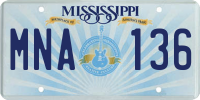 MS license plate MNA136