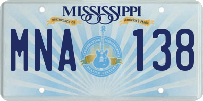 MS license plate MNA138