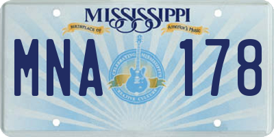 MS license plate MNA178