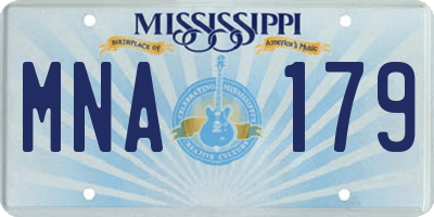 MS license plate MNA179