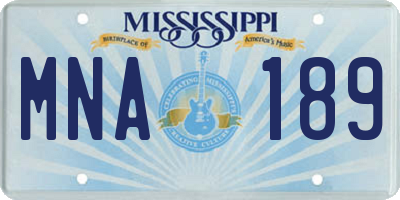 MS license plate MNA189