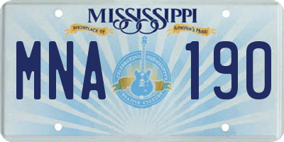MS license plate MNA190