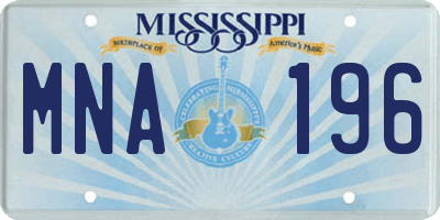 MS license plate MNA196