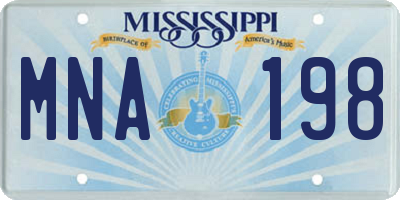 MS license plate MNA198