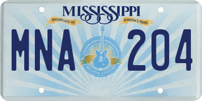 MS license plate MNA204