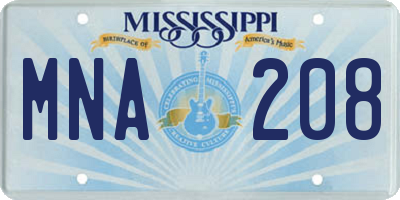 MS license plate MNA208