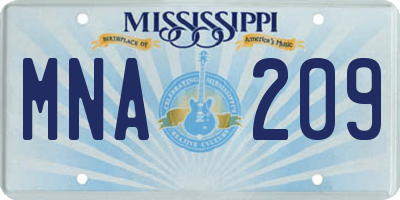 MS license plate MNA209