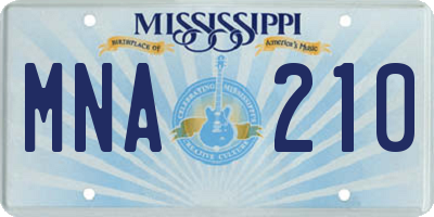 MS license plate MNA210