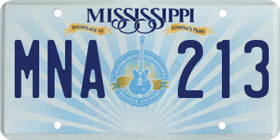 MS license plate MNA213