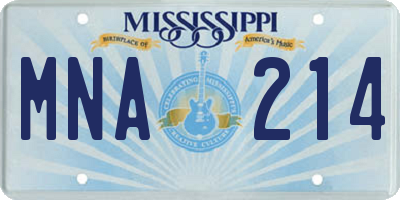 MS license plate MNA214