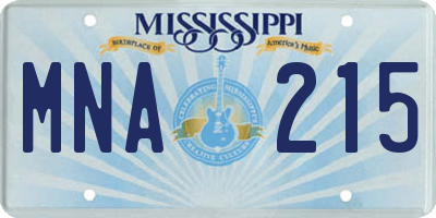 MS license plate MNA215