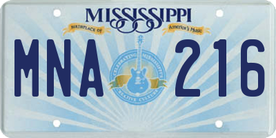 MS license plate MNA216