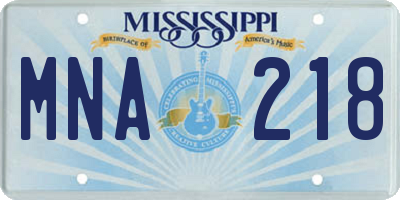 MS license plate MNA218