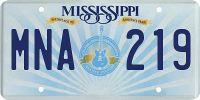 MS license plate MNA219