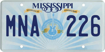 MS license plate MNA226