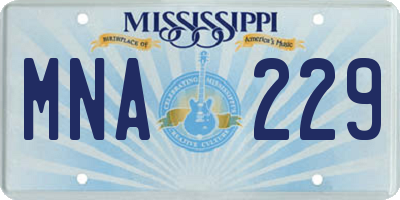 MS license plate MNA229