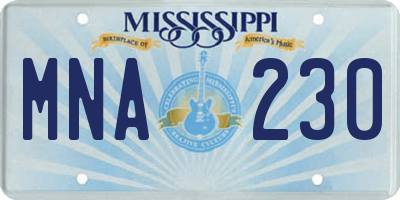 MS license plate MNA230