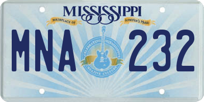 MS license plate MNA232