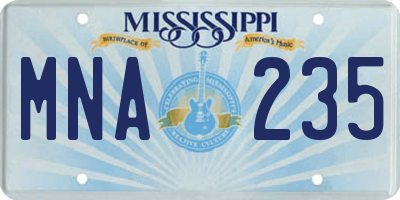 MS license plate MNA235