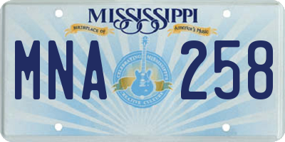 MS license plate MNA258