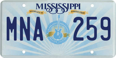 MS license plate MNA259