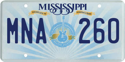 MS license plate MNA260
