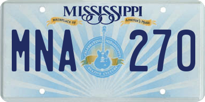MS license plate MNA270