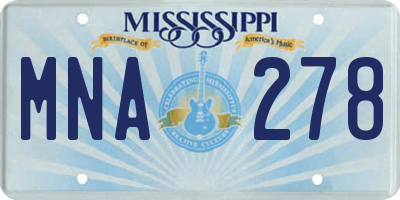 MS license plate MNA278