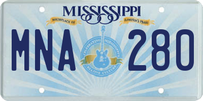 MS license plate MNA280