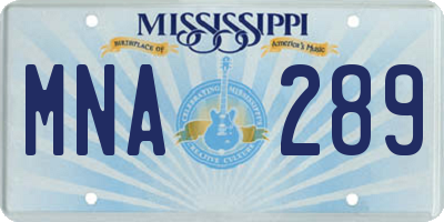 MS license plate MNA289