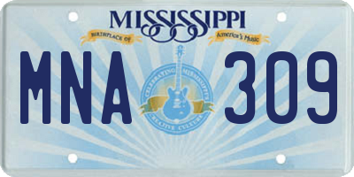 MS license plate MNA309