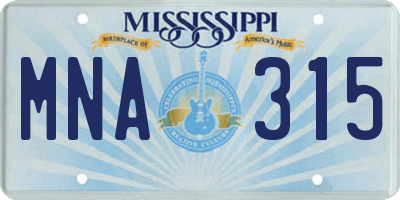 MS license plate MNA315