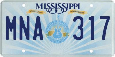 MS license plate MNA317