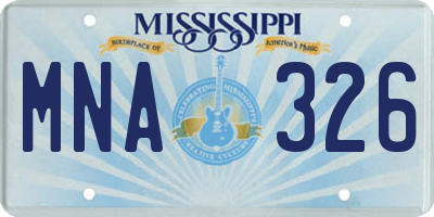 MS license plate MNA326