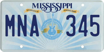 MS license plate MNA345