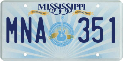 MS license plate MNA351