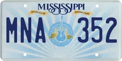 MS license plate MNA352
