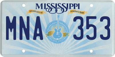 MS license plate MNA353