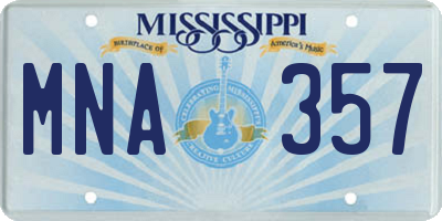 MS license plate MNA357