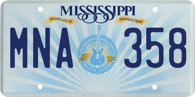 MS license plate MNA358
