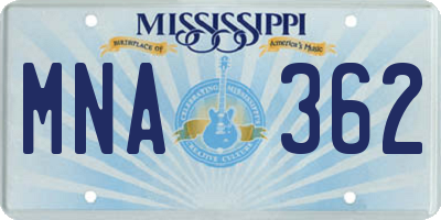 MS license plate MNA362