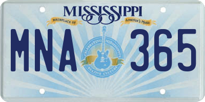 MS license plate MNA365