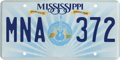 MS license plate MNA372