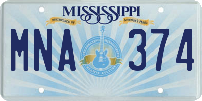 MS license plate MNA374