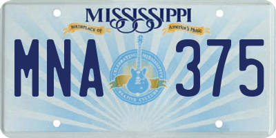 MS license plate MNA375