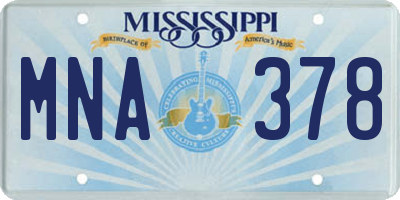 MS license plate MNA378