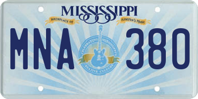 MS license plate MNA380